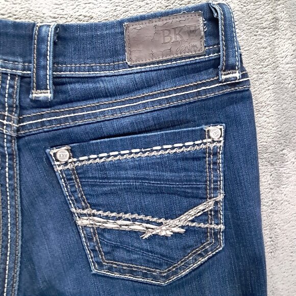 BKE Harper Bootcut Jean Women 33x30.5, Tag 30x31.5 Blue Stretch Thick Stitch - Picture 5 of 15